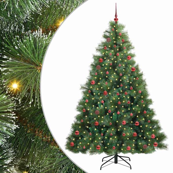 vidaXL Artificial Christmas Tree with 300 LEDs Green 210 cm PE and PVC