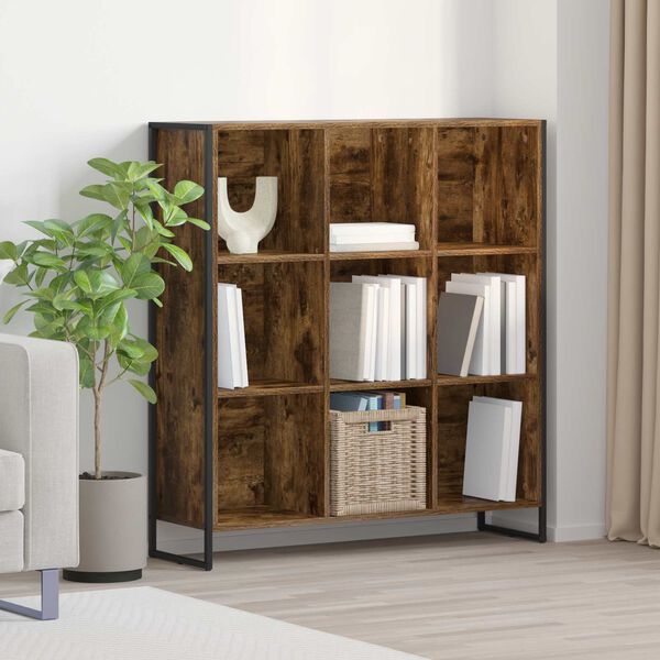 vidaXL Book Cabinet Smoke Oak 99.5 x 30 x 108.5 cm Engineered Wood