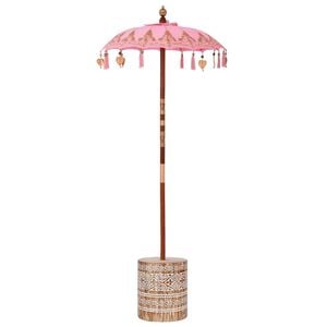vidaXL Parasol with Base Pink 95 x 95 x 260 cm Cotton and Wood