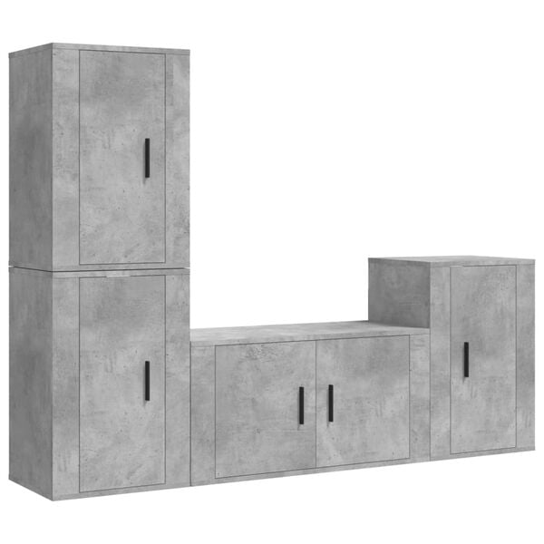 vidaXL 4 Piece TV Cabinet Set Concrete Grey Engineered Wood