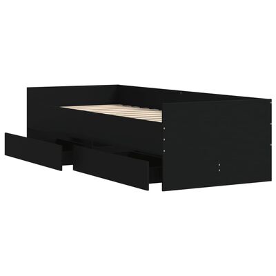vidaXL Bed Frame with Drawers Black 75x190 cm Small Single