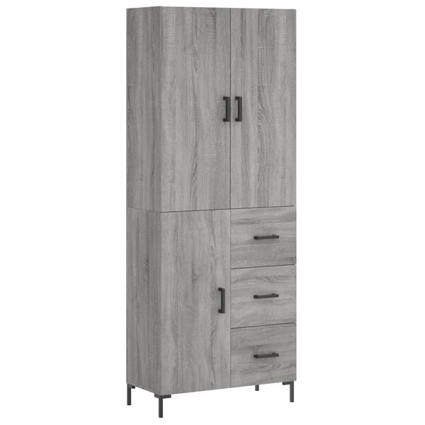 vidaXL Highboard Grey Sonoma 69.5x34x180 cm Engineered Wood