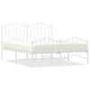 vidaXL Metal Bed Frame without Mattress with Footboard White 135x190cm