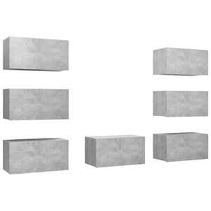 vidaXL 7 Piece TV Cabinet Set Concrete Grey 30,5x30x60 cm Engineered Wood