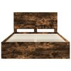 vidaXL Bed Frame Smoked Oak 135 x 190 cm Solid Pine Wood