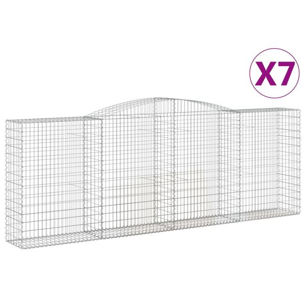 vidaXL Arched Gabion Baskets 7 pcs 400x50x140/160 cm Galvanised Iron