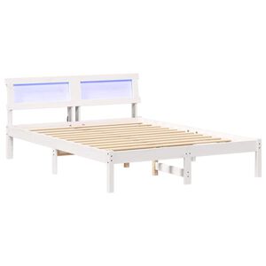 vidaXL Bed Frame with Headboard White 135 x 190 cm Solid Pine Wood