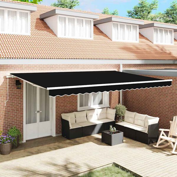 vidaXL Awning Manual Black 500 x 300 x 165 cm Polyester and Metal
