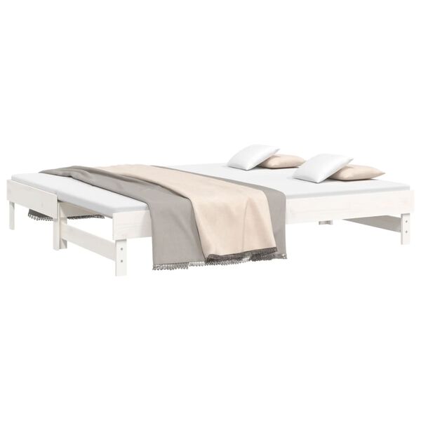 vidaXL Pull-out Day Bed without Mattress White 2x(90x200) cm