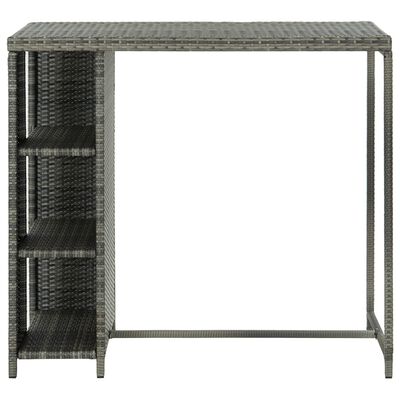 vidaXL Bar Table with Storage Rack Grey 120x60x110 cm Poly Rattan