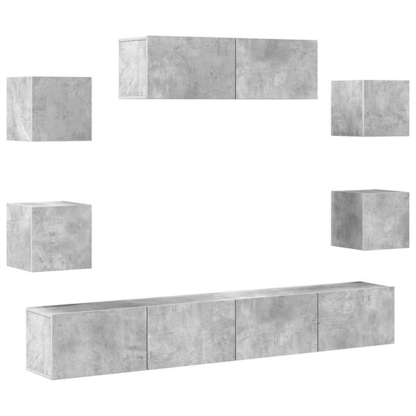 vidaXL 7 Piece TV Cabinet Set Concrete Grey Engineered Wood