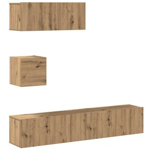 vidaXL 4 Piece TV Cabinet Set Wall-mounted Artisan Oak Engineered Wood
