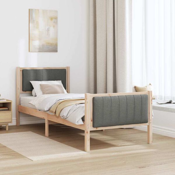 vidaXL Bed frame Brown and dark grey 80 x 200 cm Solid pine wood