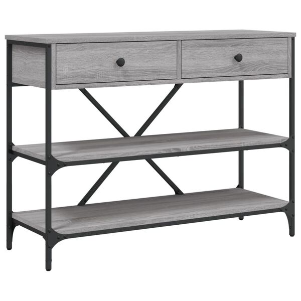 vidaXL Console Table with Drawers and Shelves Grey Sonoma Engineered Wood
