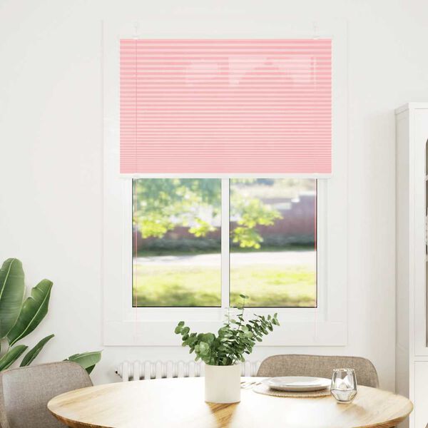 vidaXL Pleated Blind Pink 100x150 cm Fabric Width 99.4 cm Polyester