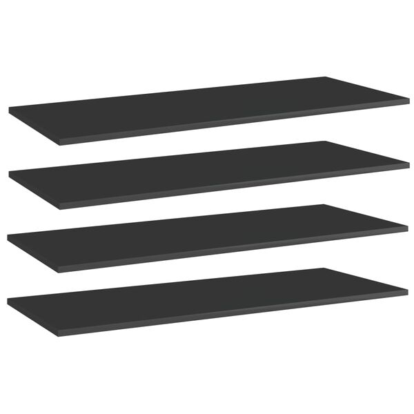 vidaXL Bookshelf Boards 4 pcs High Gloss Black 100x40x1.5 cm Engineered Wood