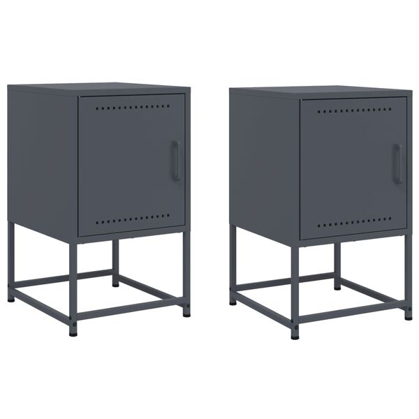 vidaXL Bedside Cabinets 2 pcs Anthracite 36x39x60.5 cm Steel