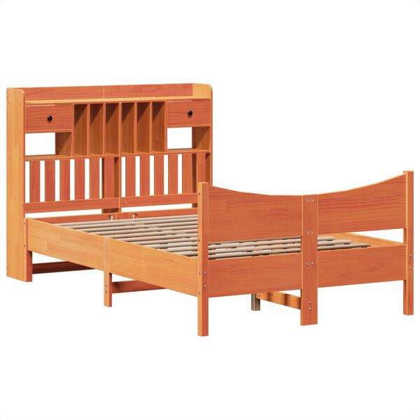 vidaXL Bed Frame without Mattress Wax Brown 120x190 cm Small Double Solid Wood Pine