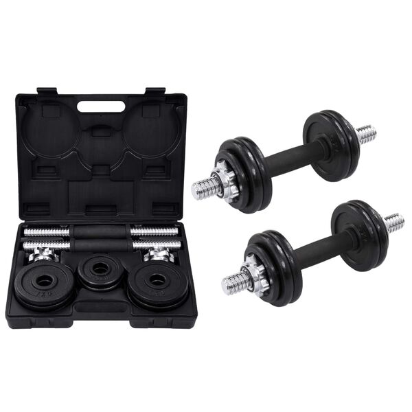 vidaXL 19 Piece Dumbbell Set 15 kg Cast Iron