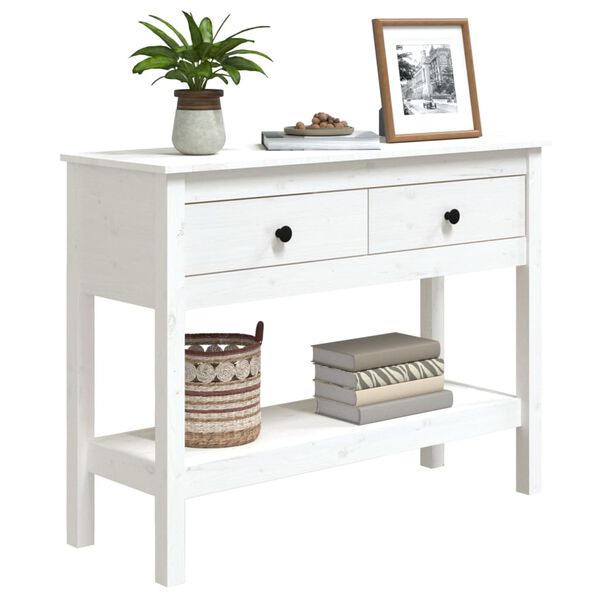 vidaXL Console Table White 100x35x75 cm Solid Wood Pine