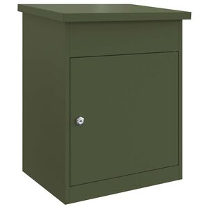 vidaXL Parcel Drop Box with Door Olive green 47.5 x 38 x 59 cm Steel