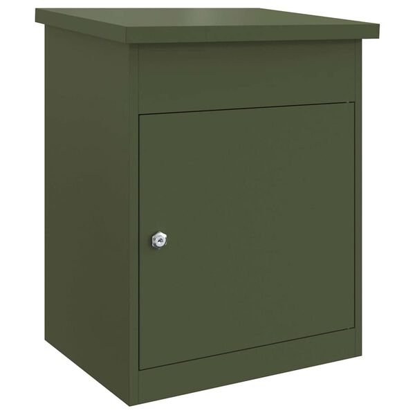 vidaXL Parcel Drop Box with Door Olive green 47.5 x 38 x 59 cm Steel