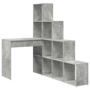 vidaXL Corner Desk with Shelf Concrete Grey 101.5 x 149.5 x 149.5 cm