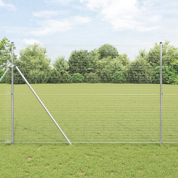 vidaXL Fence Post Silver 25 x 1.6 m (25 x 25 mm mesh) Steel