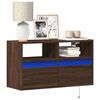 vidaXL TV Wall Cabinet with LED Lights Brown Oak 80x31x45 cm