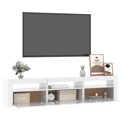 vidaXL TV Cabinet with LED Lights High Gloss White 180x35x40 cm