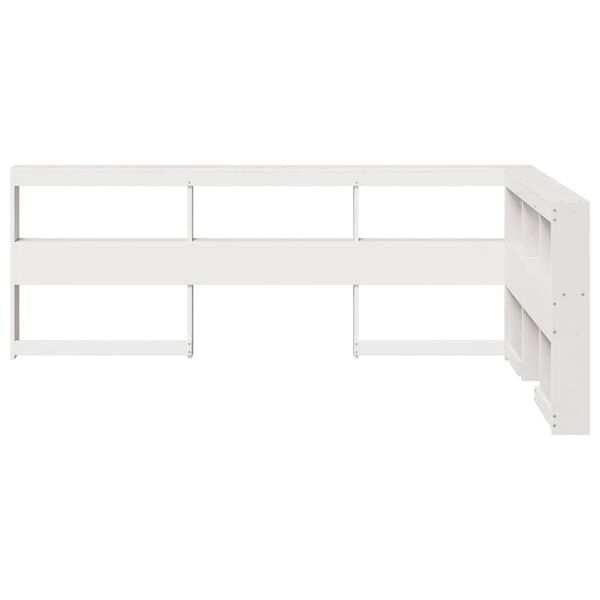 vidaXL Bookcase Headboard L-Shaped White 120 cm Solid Wood Pine