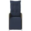 vidaXL Reclining Garden Chair with Cushions Grey Poly Rattan