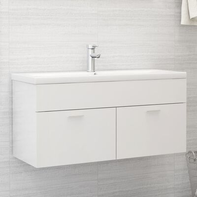 vidaXL Sink Cabinet High Gloss White 100x38.5x46 cm Engineered Wood