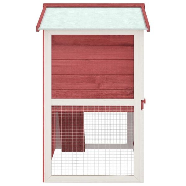 vidaXL Outdoor Rabbit Hutch 3 Doors Red Wood