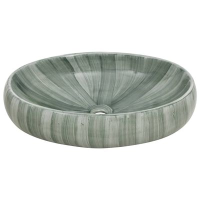 vidaXL Countertop Basin Green Oval 59x40x15 cm Ceramic