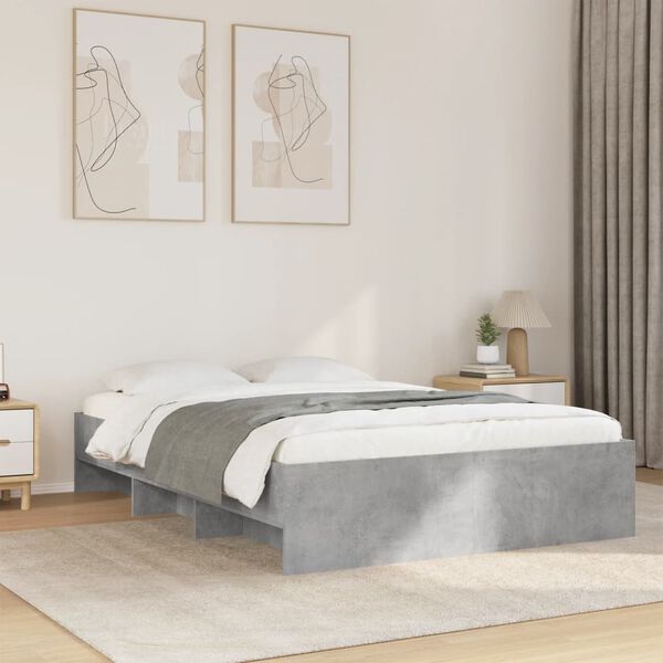 vidaXL Bed Frame without Mattress Concrete Grey 140x200cm Engineered Wood