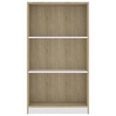 vidaXL 3-Tier Book Cabinet White&Sonoma Oak 60x24x109 cm Engineered Wood