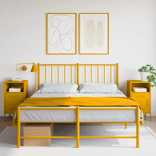 vidaXL Bedside Cabinets 2 pcs Mustard Yellow 36x39x68 cm Steel