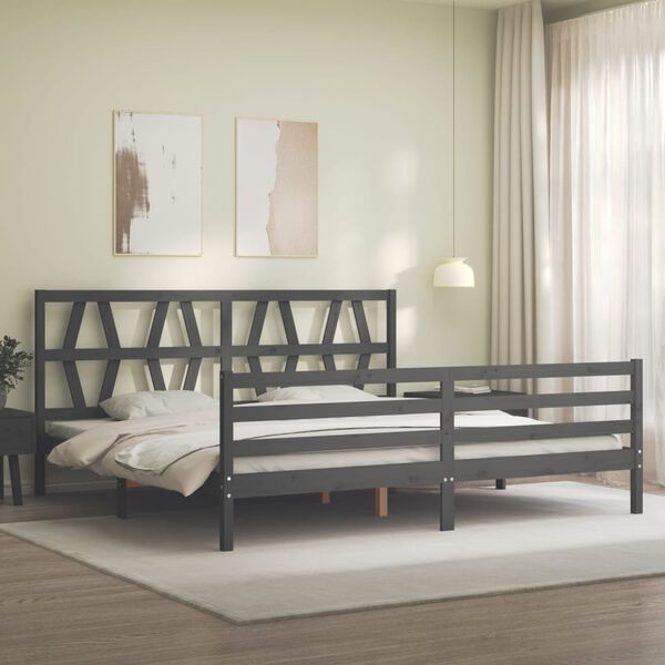 vidaXL Bed Frame without Mattress Grey 200x200 cm Solid Wood