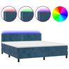 vidaXL Box Spring Bed with Mattress&LED Dark Blue 160x200cm Velvet