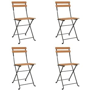 vidaXL Folding Bistro Chairs 4 pcs Solid Wood Teak and Steel