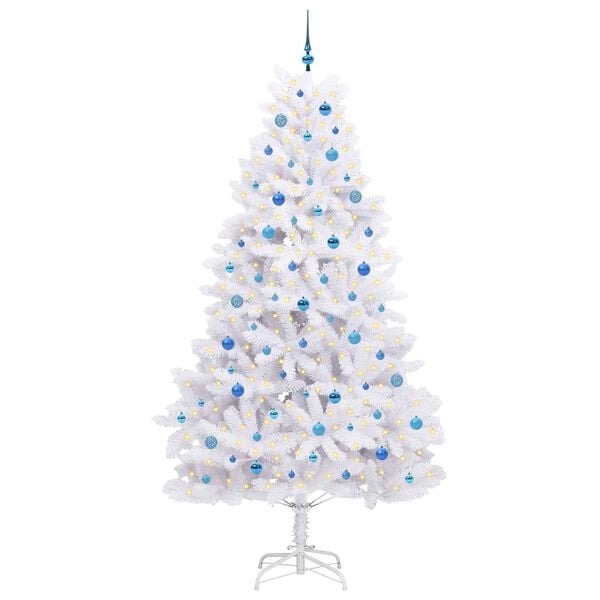 vidaXL Artificial Hinged Christmas Tree White 240 cm PVC and Steel