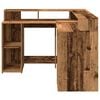vidaXL Desk with LED Lights Old Wood 130x130x91 cm Engineered Wood
