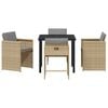 vidaXL Garden Dining Set with Cushion 5 pcs Beige Poly Rattan