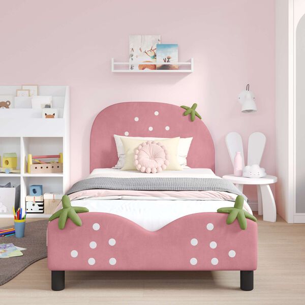 vidaXL Children's Bed Frame with Headboard Pink 80 x 200 cm Velvet