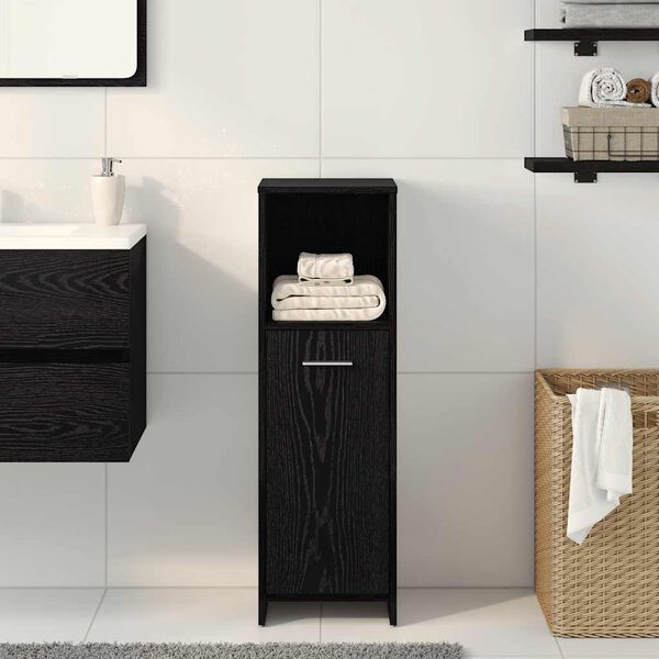 vidaXL Bathroom Cabinet Black Oak 30x30x95 cm Engineered Wood