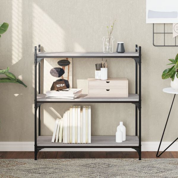 vidaXL Bookcase 3-Tier Grey Sonoma 80x30x86 cm Engineered Wood