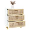 vidaXL Sideboard White 60x30x70 cm Solid Wood Pine and Natural Rattan