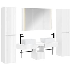 vidaXL Bathroom Furniture Set 6 pcs White Engineered Wood and Glass