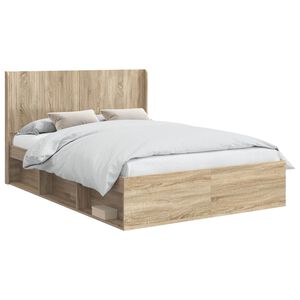vidaXL Bed Frame with Storage and Headboard Sonoma Oak 150 x 200 cm